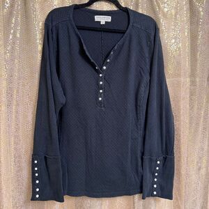 Idyllwind Miranda Lambert Black Textured Pearl Button Henley Shirt 3XL